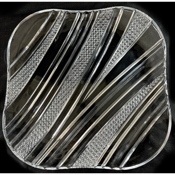 Mikasa Crystal Stardust Square Hostess Platter 12.25” NOS - Picture 2 of 7